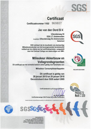 Jac van den Oord is wederom gecertificeerd voor Milieukeur