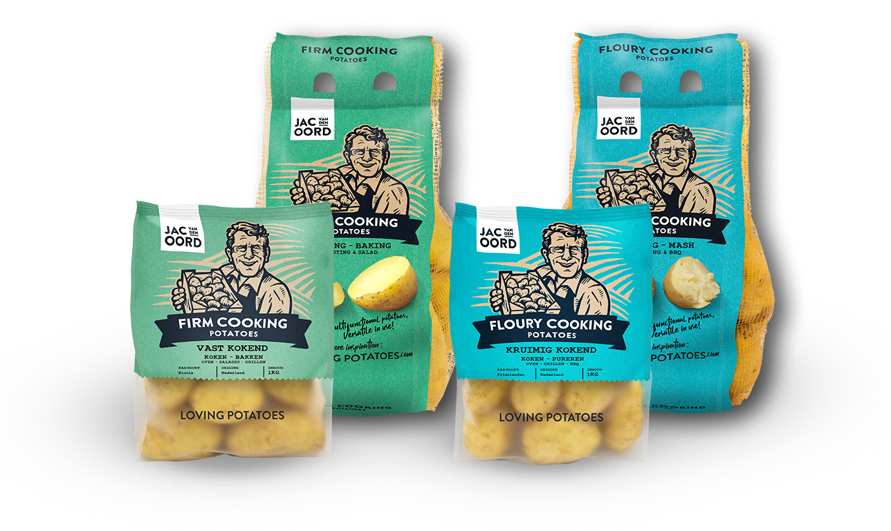 De Basic Potatoes van Jac van den Oord Potatoes – verkrijgbaar in 2,5kg stazak en 1kg blokbodem De Basic Potatoes van Jac van den Oord Potatoes - verkrijgbaar in 2,5kg stazak en 1kg blokbodem